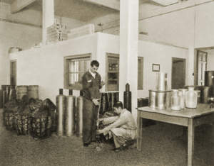 Photograph of "The starting materials are in our warehouse, where samples are taken..."